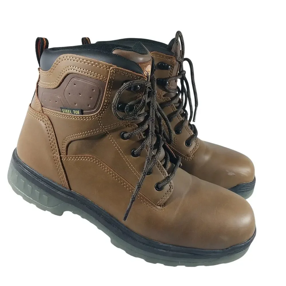 NWT! BRAHMA! COMBUSTION TAN HEAVY DUTY STEEL TOE, FLEX SOLE WORK BOOTS! SZ 10.5